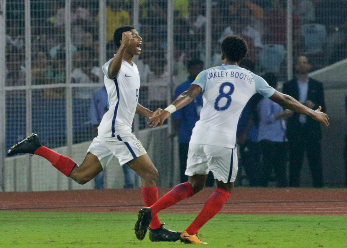 England defeated Brazil in the semi-final of the FIFA U-17 World Cup in Kolkata on Wednesday.