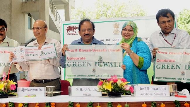 Representational image. The Union Minister for Science &amp; Technology, Earth Sciences and Environment, Forest &amp; Climate Change, Dr Harsh Vardhan launching the ‘Harit Diwali, Swasth Diwali’ campaign, in New Delhi on 17 August 2017.&nbsp;