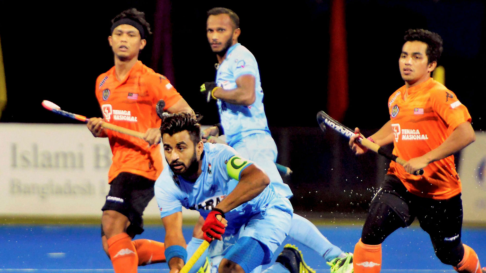 India’s captain Manpreet Singh in action during the Asia Cup final.