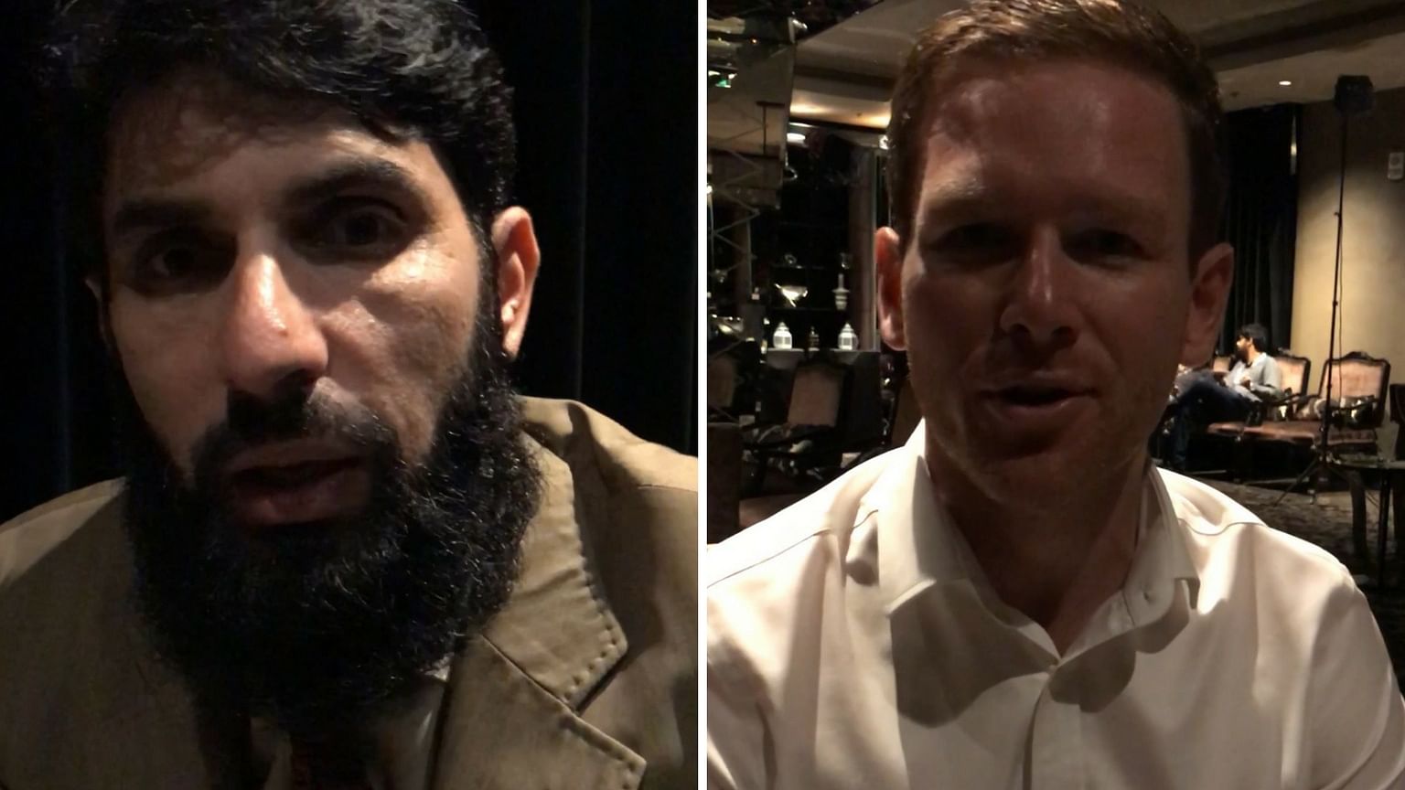 Misbah-ul-Haq (L) and Eoin Morgan (R) speak about the upcoming T10 league.
