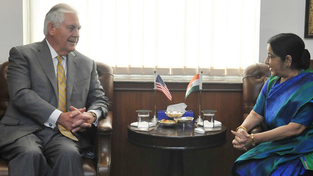US Secretary of State Rex Tillerson and Sushma Swaraj.