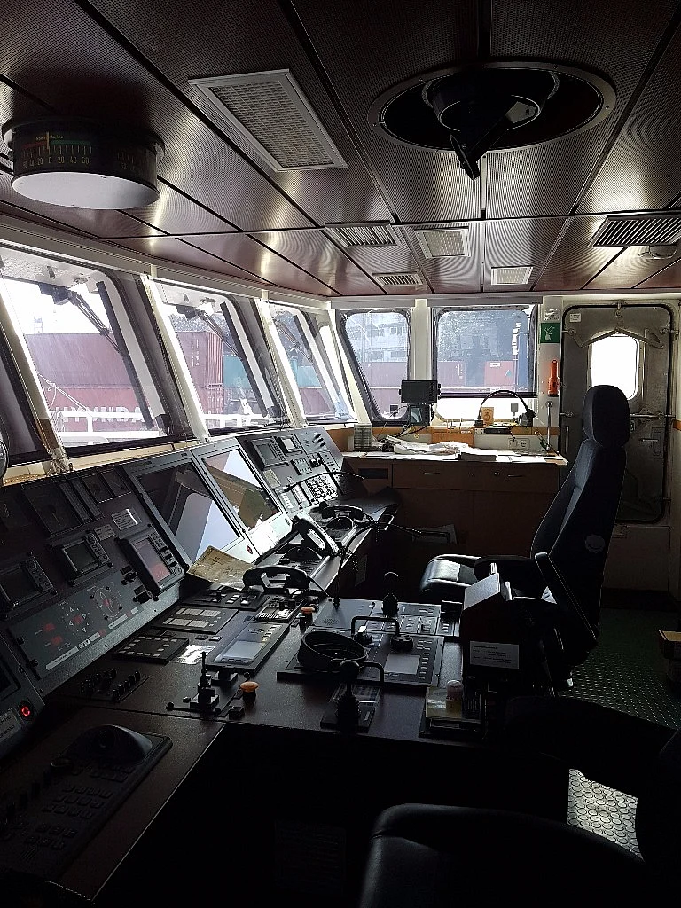 Inside the control room of the Rainbow Warrior.