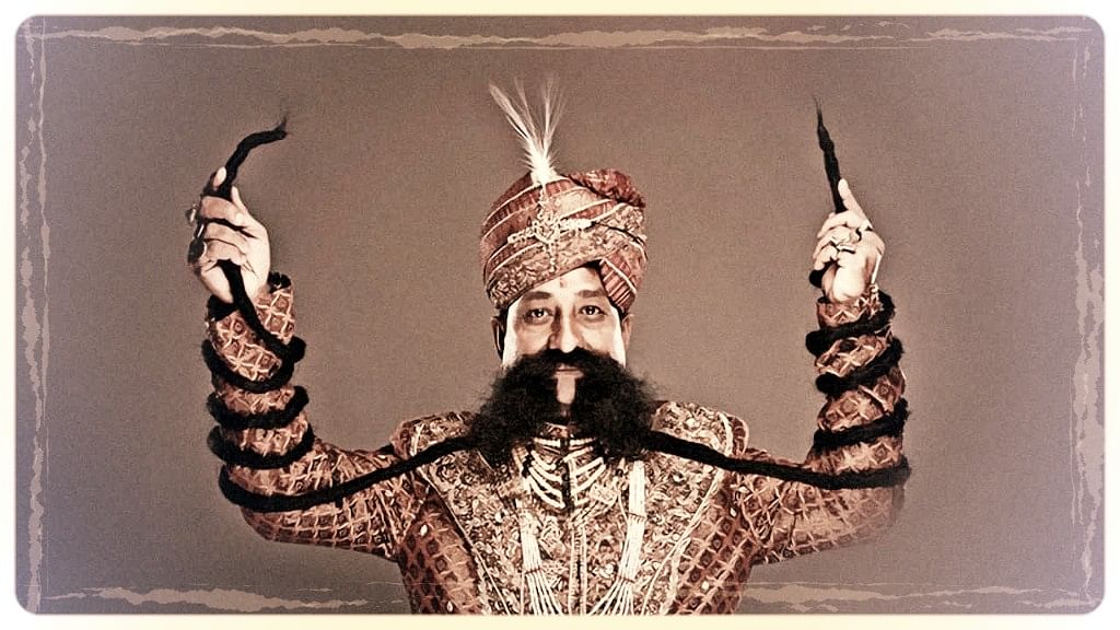 Pictured here – Ram Singh Chauhan from India, who has the world’s longest moustache. (Photo Altered by The Quint/YouTube Screenshot)