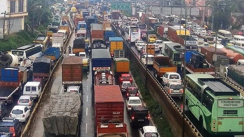 Traffic comes to a standstill after heavy rain in Bengaluru. Image used for representational purposes.