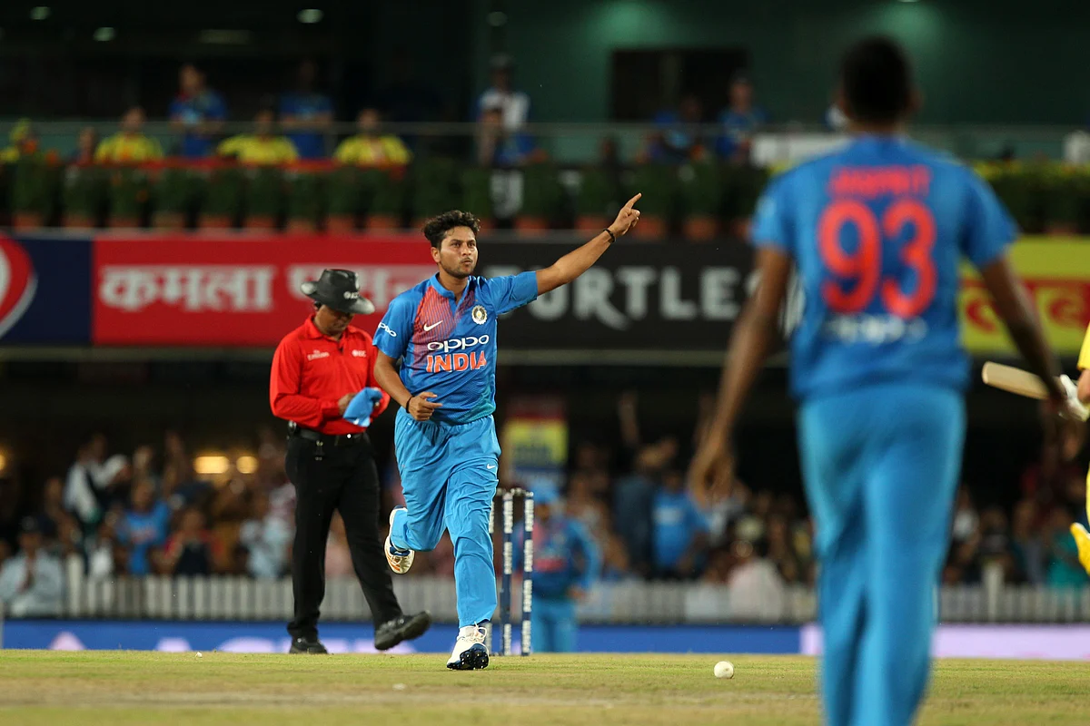 Kuldeep Yadav finished with figures of 2/16 in 4 overs.