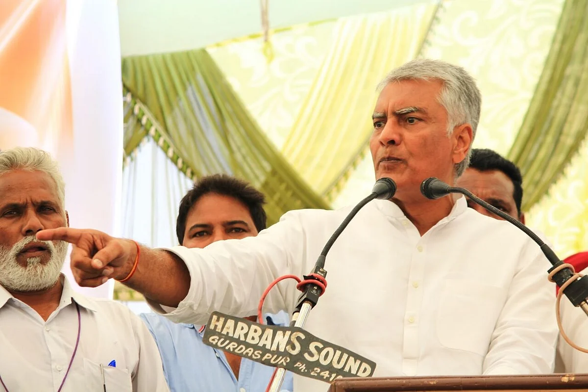 Punjab Congress President Sunil Jakhar addresses during a campaign ahead of Gurdaspur bypolls in Gurdaspur, Punjab on 2 October, 2017.