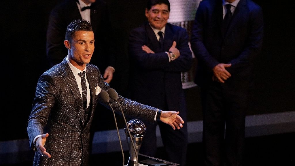 Christiano Ronaldo was presented the Best FIFA Men’s player award during The Best FIFA 2017 Awards at the Palladium Theatre in London.