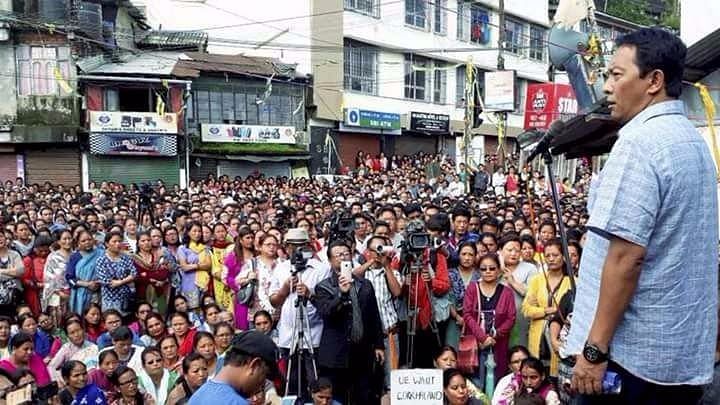 Binay Tamang addresses the public in Darjeeling.