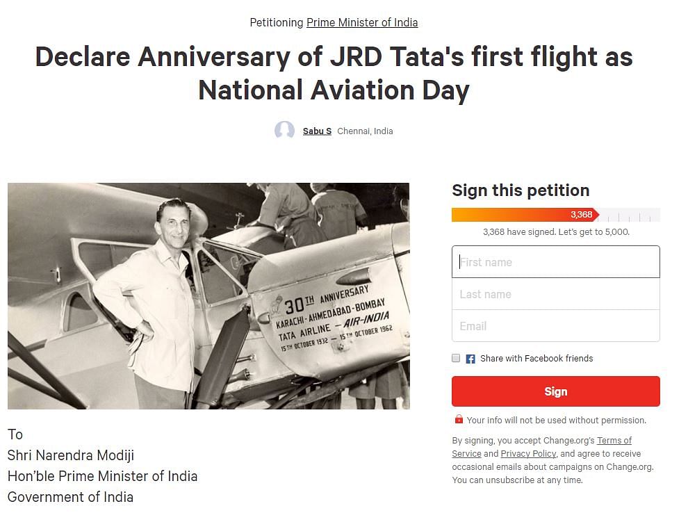 Having flown his 1st commercial flight on 15 Oct 1942, JRD Tata has been considered the father of civil aviation.