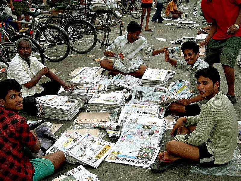 A representational image of newspaper vendors in Mumbai.