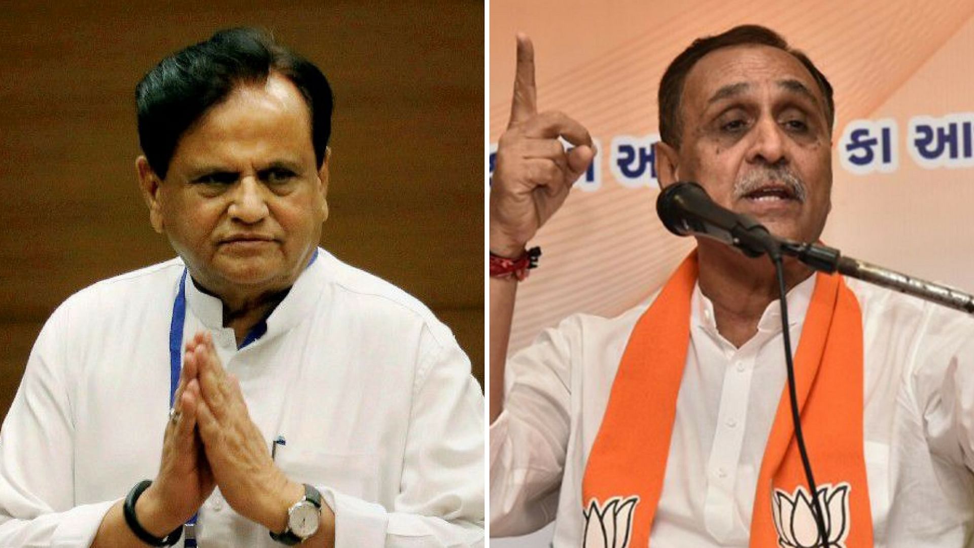 Congress leader Ahmad Patel (left) and Gujarat Chief Minister Vijay Rupani.