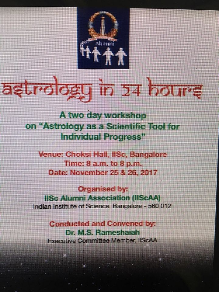The event titled ‘astrology as a scientific tool for individual progress’ was set to be held on 25 and 26 November. 