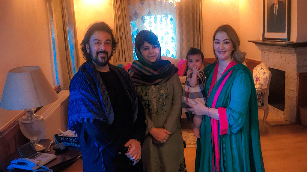 Adnan Sami visits Jammu and Kashmir CM Mehbooba Mufti with his family, ahead of the Rhythm in Paradise concert.&nbsp;