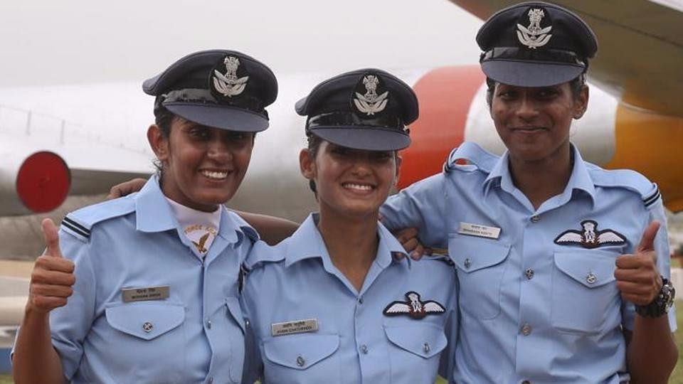 The three women pilots - Avani Chaturvedi, Bhawana Kanth and Mohana Singh.&nbsp;