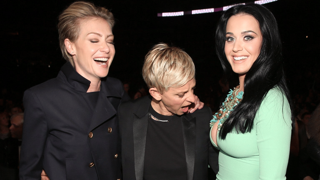 Attached with Ellen DeGeneres’ tweet is a picture of Ellen ogling at Katy Perry’s breasts.