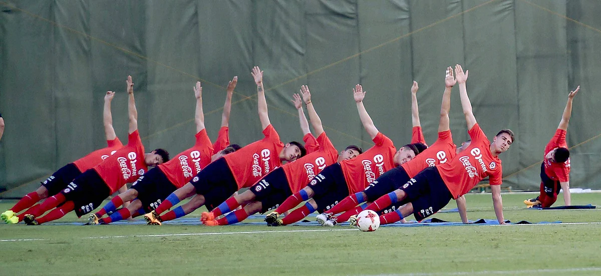 Chile team players train for U-17 Football World Cup in Kolkata on Wednesday. 