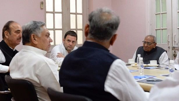 Rahul Gandhi chairs the meeting at the Delhi Congress headquarters.