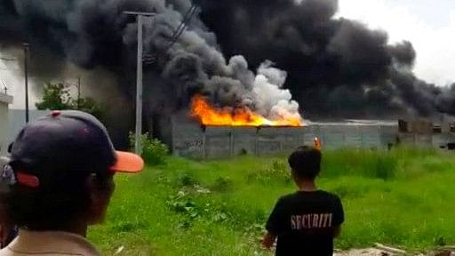 Site of an explosion at a firecracker factory in Tangerang, on the outskirt of Jakarta, Indonesia.