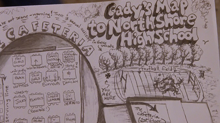 Cady’s map to North Shore High School in <i>Mean Girls </i>(2004)