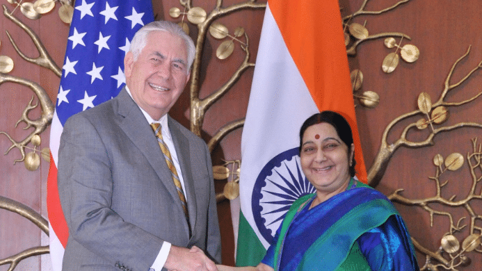 Rex Tillerson with Sushma Swaraj.