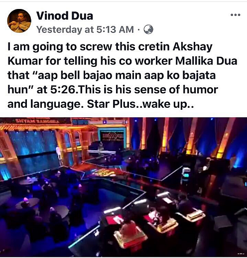 Vinod Dua’s Facebook post which was later deleted.