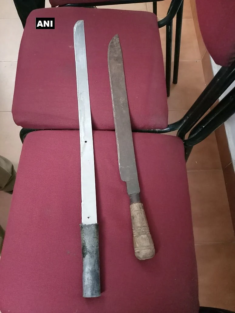 The weapons confiscated from the students.
