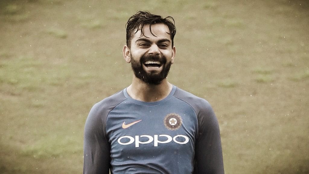 Indian cricket team captain Virat Kohli gestures during a warm up session ahead of the their second T20 match against Australia in Guwahati, India