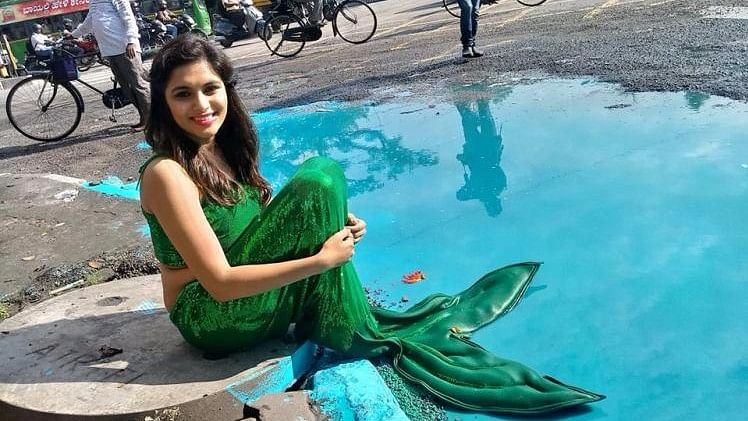 Actor Sonu Gowda Posing as a Mermaid