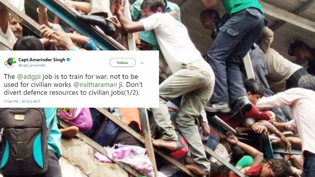 Social media erupts in outraged messages after the army was called in to build foot over bridges at Mumbai’s stations.