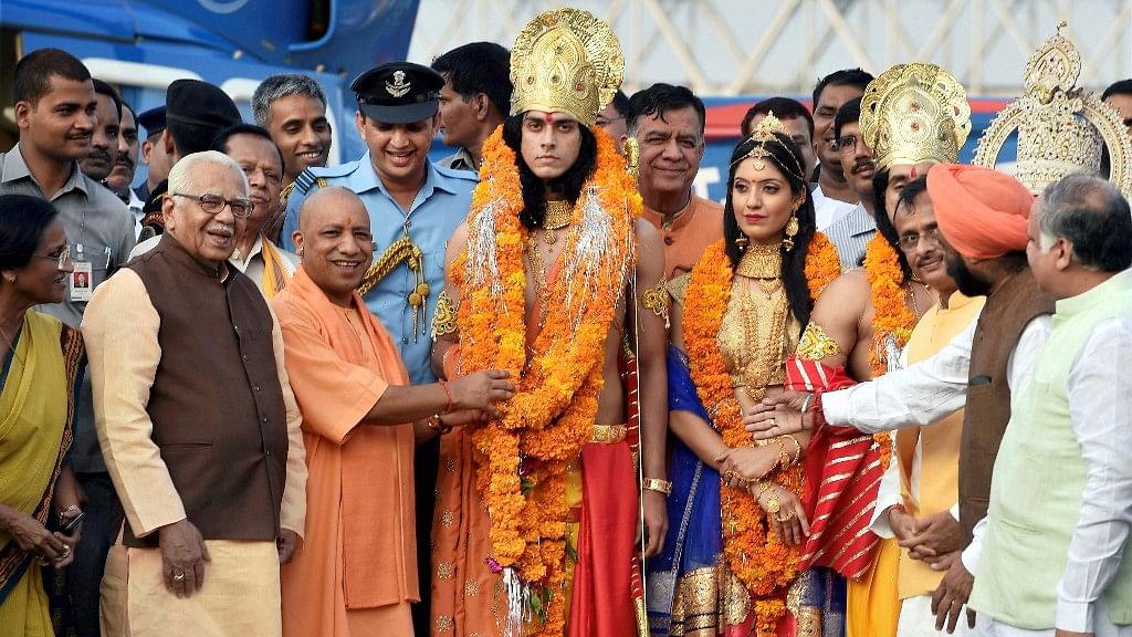 UP CM Yogi Adityanath in Ayodhya. (Photo: PTI)