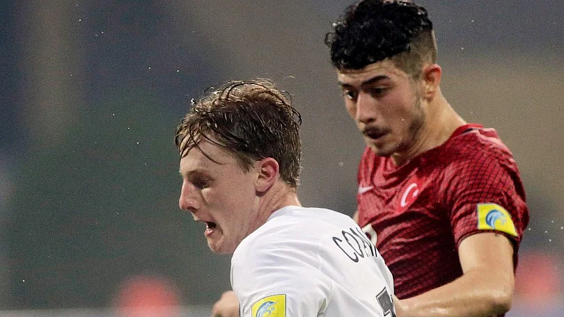 New Zealand’s Matthew Conroy and Turkey’s Kerem Kesgin in action.