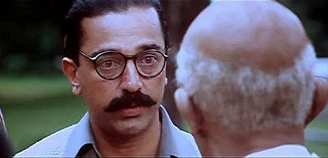 Kamal Haasan as Saket Ram comes face to face with Gandhi in <i>Hey! Ram.</i>