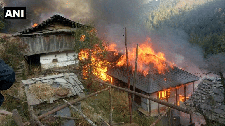 A major fire broke out in Dahar village in Mandi district in Himachal Pradesh. 