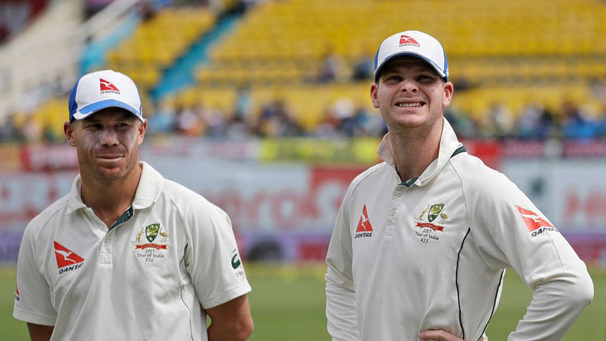 Australia’s captain Steven Smith and David Warner.&nbsp;