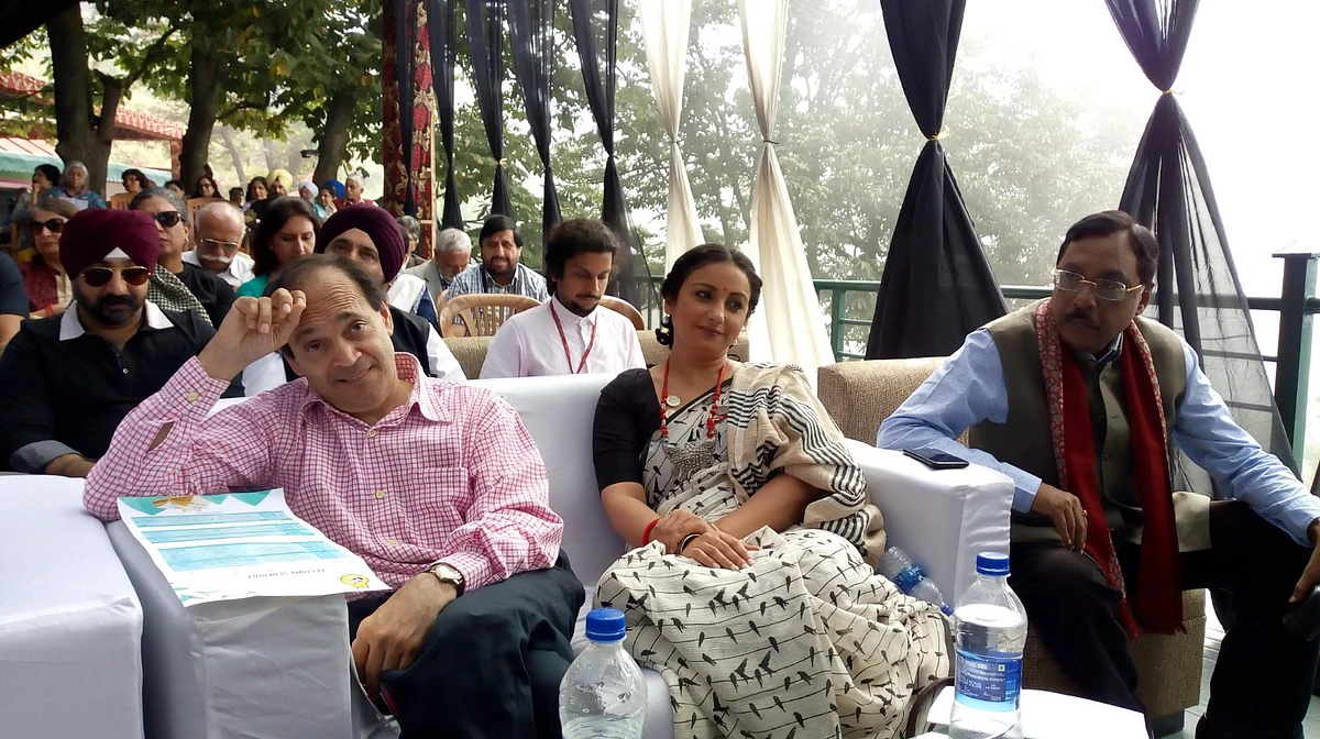 Vikram Seth at the Kasauli Lit Fest with actor Divya Dutta.