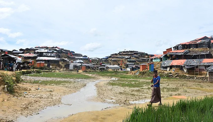 A Rohingya refugee camp in Moinar Ghona in Cox’s Bazar district of Bangladesh. More than half a million Rohingya people have newly arrived in Bangladesh from Myanmar since 25 August 2017.