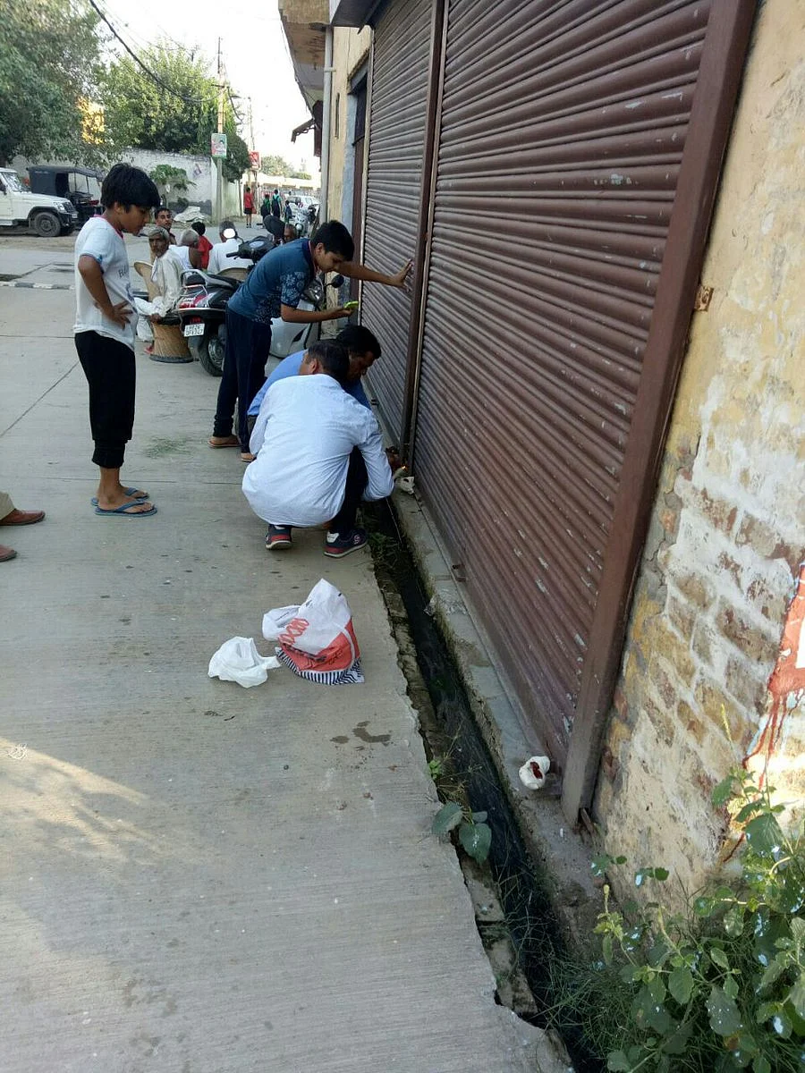 A firecrackers shop being sealed in Gurugram’s Sector-10.