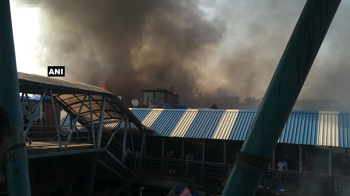 Fire at Behrampada near Bandra Station.