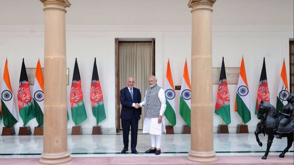 

PM Narendra Modi and Afghan President Ashraf Ghani at Delhi’s Hyderabad House on 24 October.