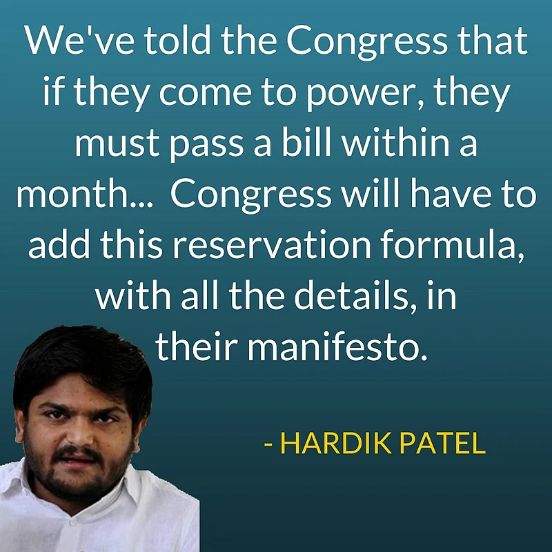 Gujarat Polls: Hardik Says Congress Has Okayed Quota For Patidars
