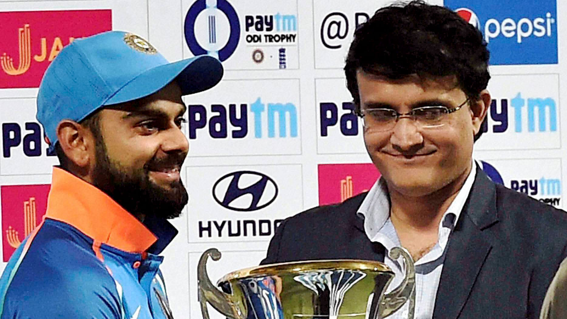 File photo of former India captain and current CAB President Sourav Ganguly with Virat Kohli