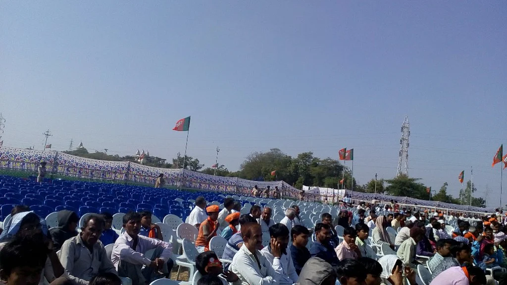 No show at Modi’s Jasdan Rally on Monday.
