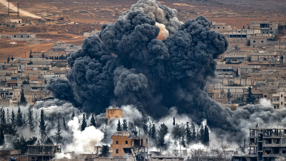A file photo of smoke rising from the Syrian city of Kobani, following an airstrike by the US led coalition. This image is used for representational purposes. 