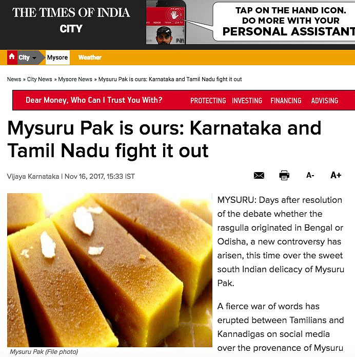 Lord Macaulay apparently said Mysuru pak originated in Tamil Nadu. Is that true?