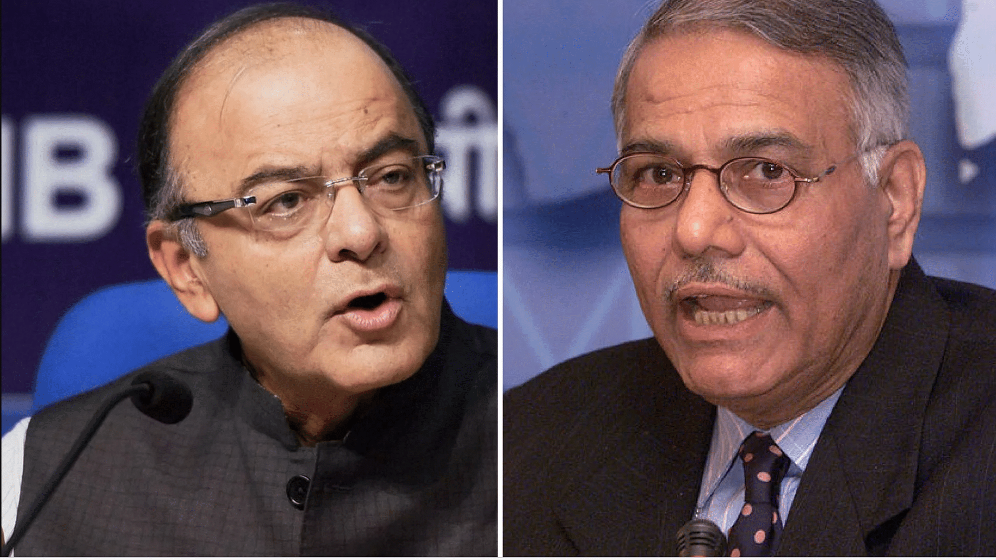 Yashwant Sinha took a few digs at Prime Minister Narendra Modi and Finance Minister Arun Jaitley.