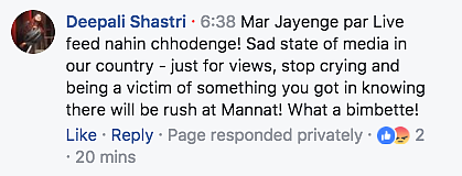 Condemning Abira’s career choices is exactly what she needs after being hurt in a stampede, isn’t it Deepali?