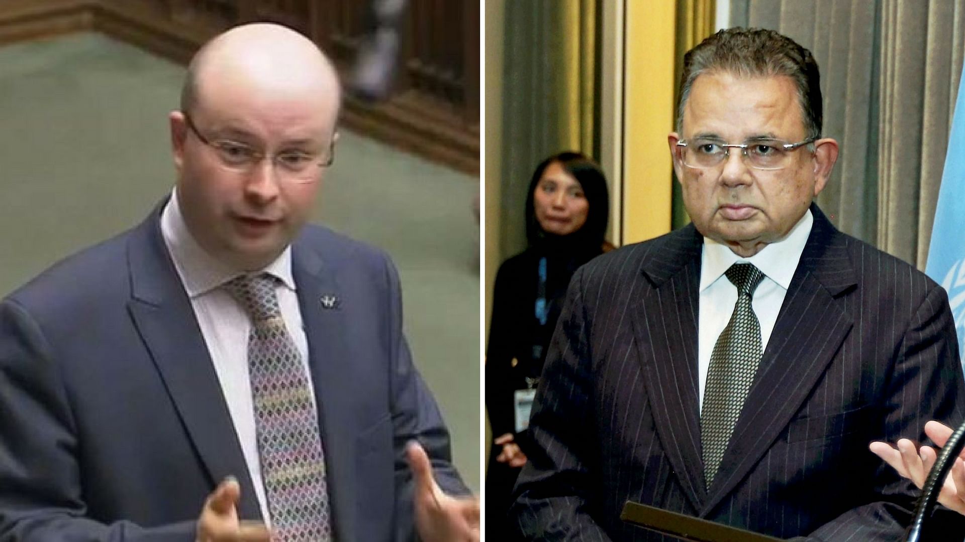SNP MP Patrick Grady (L) brought up Indian judge Dalveer Bhandari’s (R) election to the ICJ after UK lost its seat.
