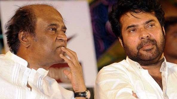 Rajinikanth and Mammootty at an event.&nbsp;