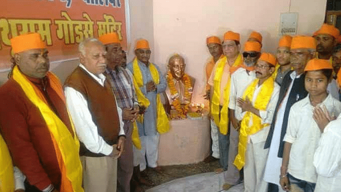 File Image of Hindu Mahasabha workers with Godse’s bust that has been since confiscated.