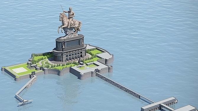 A representation of the proposed Shivaji Maharaj memorial.